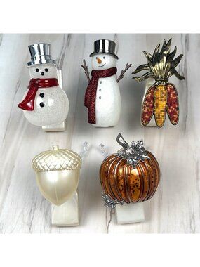Lot 5 Bath & Body Works Decorative Holiday Theme WALLFLOWER PLUGS Snowmen Fall
